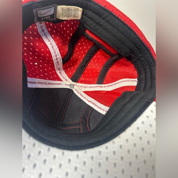 Vintage Nike 7 Panel Hat Cap Red & White Mesh Size L/XL Nike Air Mini Swoosh Y2K - Picture 7 of 9